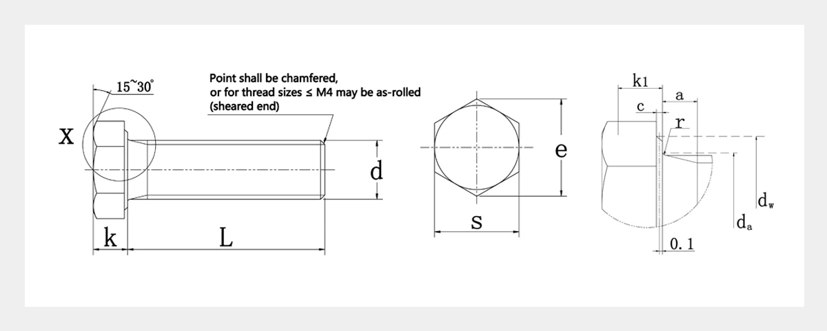 Hex Head Bolt Full Thread 2D